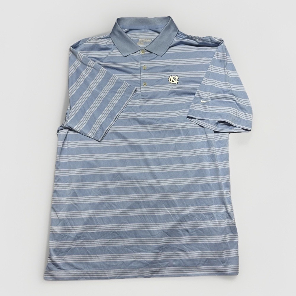 Nike Golf Tour Performance Dri-fit North Carolina Blue Striped Polo XXL